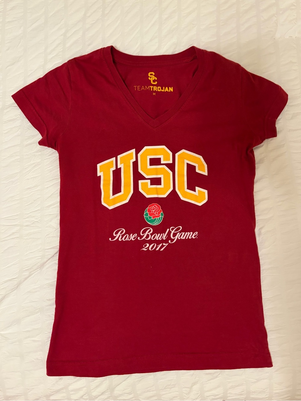 USC Team Trojan Women's Rose Bowl Game 2017 V Neck Shirt Crimson California